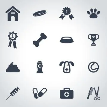 Vector black dog  icon set Illustrazione stock