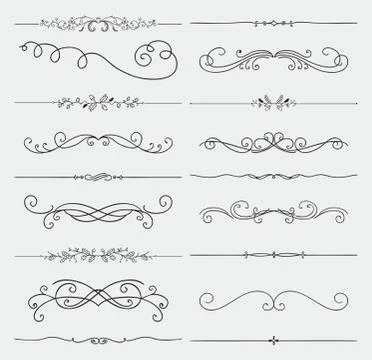 Vector Black Doodle Hand Drawn Swirls Collection Stock Illustration