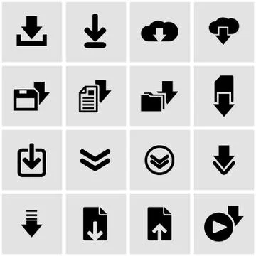 Vector black download  icon set Illustrazione stock