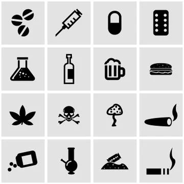 Vector black drugs  icon set Stock Illustration