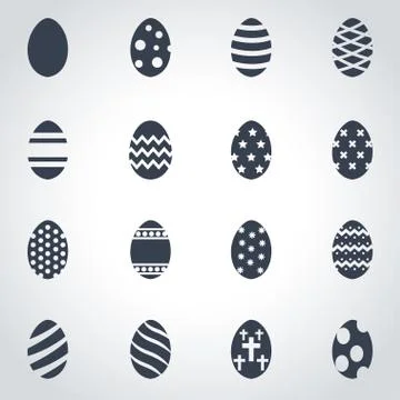 Vector black easter  icon set Stock Illustration