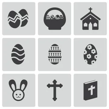 Vector black easter icons set Illustrazione stock