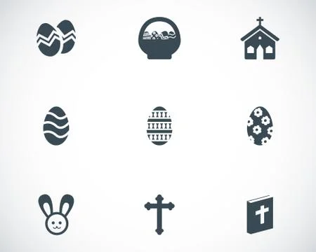 Vector black easter icons set Illustrazione stock