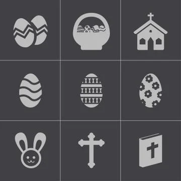 Vector black easter icons set 스톡 일러스트
