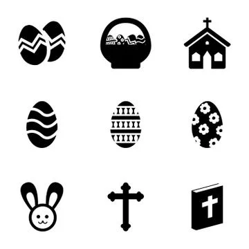 Vector black easter icons set Stock Illustration