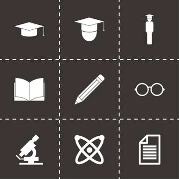 Vector black education icon set Stock Illustration