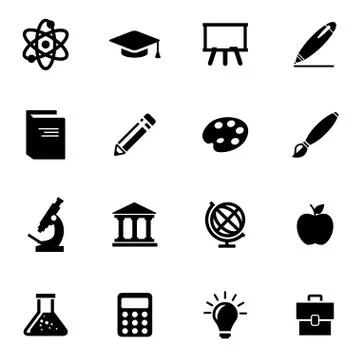 Vector black education icon set Stock Illustration