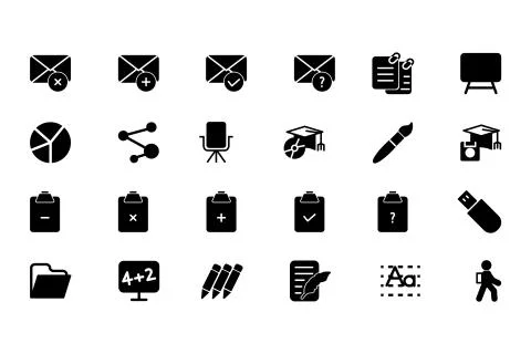 Vector Black Education Icons Stock Illustration