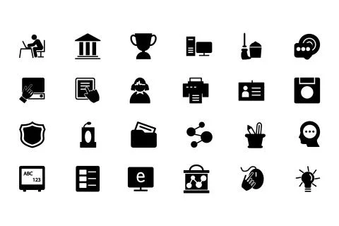 Vector Black Education Icons Pack Illustrazione stock
