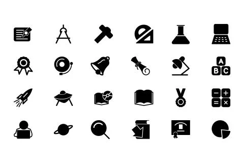 Vector Black Education Icons Set Stock Illustration