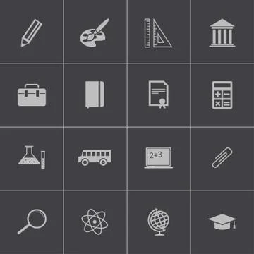 Vector black education icons set Stock Illustration
