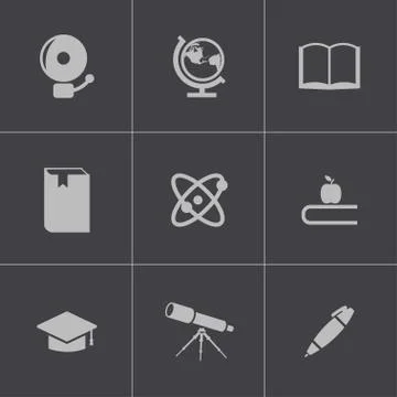 Vector black education icons set Stock Illustration
