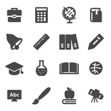 Vector black education icons set Stock Illustration