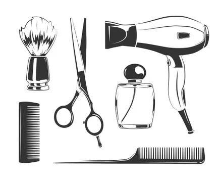 Vector black elements for barber shop Illustrazione stock