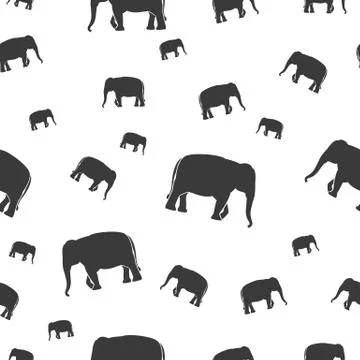 Vector black elephants walking seamless pattern eps10 Stock Illustration