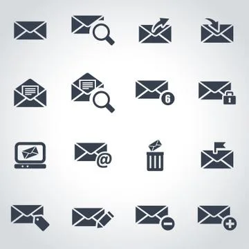 Vector black email icon set Stock Illustration