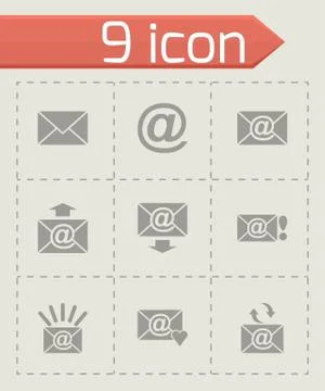 Vector black email icon set Stock Illustration