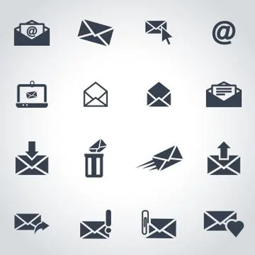 Vector black email icon set Stock Illustration