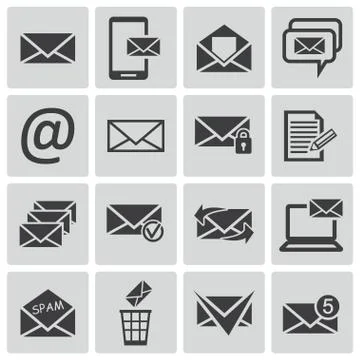 Vector black  email icons set イラスト素材