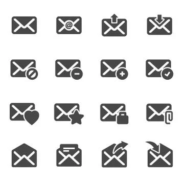 Vector black email icons set Stock Illustration