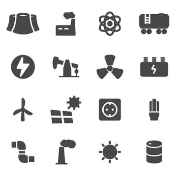 Vector black energetics icons set Stock Illustration