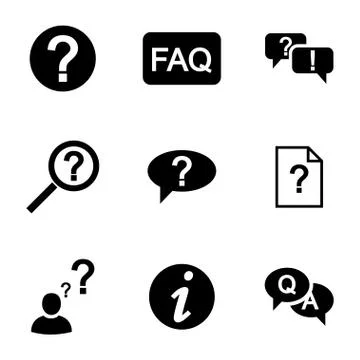 Vector black FAQ icons set Stock Illustration