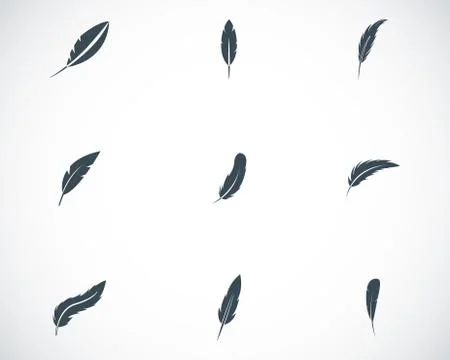 Vector black feather icons set イラスト素材