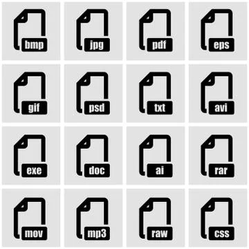 Vector black file format icon set イラスト素材