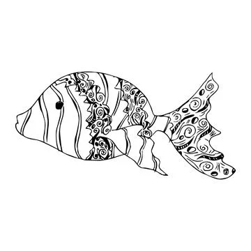 Vector black fish doodle Stock Illustration