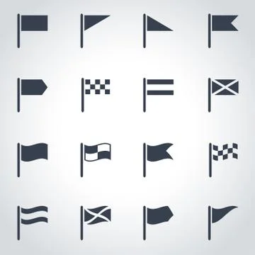 Vector black flag icon set Illustrazione stock