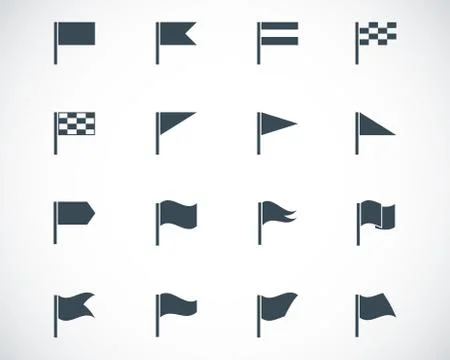 Vector black flag icons set Stock Illustration