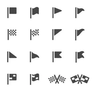 Vector black flag icons set Stock Illustration