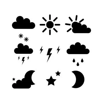Vector black flat weather icon on a white background. Stock Illustration