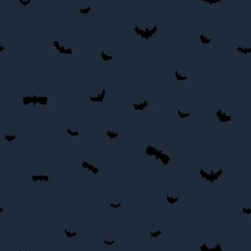 Vector black flying bats silhouettes seamless pattern Stock Illustration