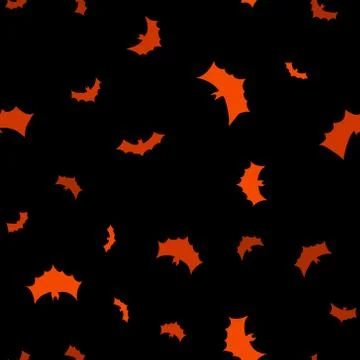 Vector black flying bats silhouettes seamless pattern Stock Illustration