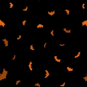 Vector black flying bats silhouettes seamless pattern Stock Illustration