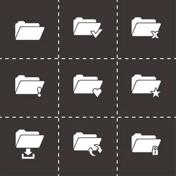 Vector black folder icon set Illustrazione stock