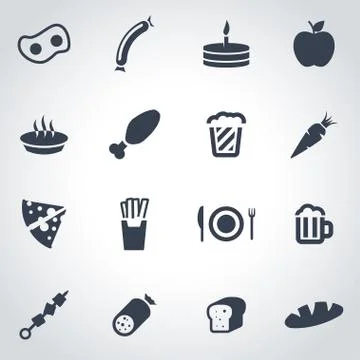 Vector black food icon set Stock Illustration