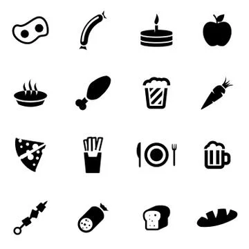 Vector black food icon set Stock Illustration
