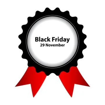 Vector black friday label with ribbons Stock Illustration