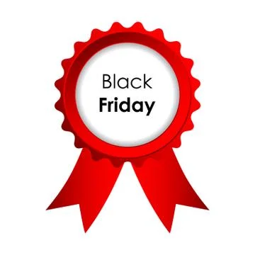 Vector black friday label with ribbons Stock Illustration