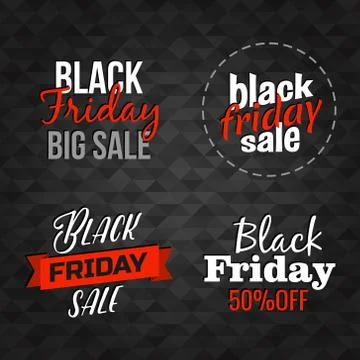 Vector Black Friday lettering signs collection Stock Illustration
