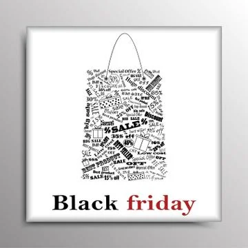 Vector. Black Friday, the night of discounts. Bag. Stock Illustration