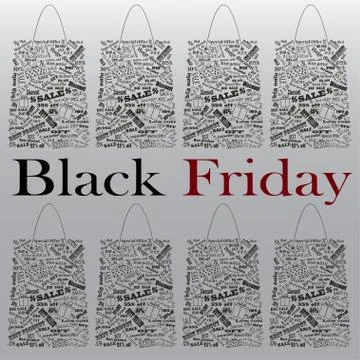Vector. Black Friday, the night of discounts. Bag. Stock Illustration
