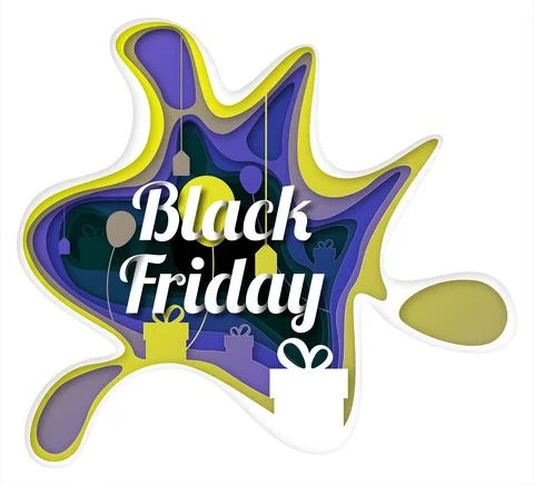 Vector Black Friday in paper art style Stock Illustration