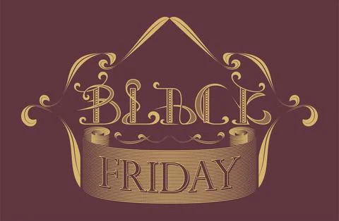 Vector black friday text in monogram style Stock Illustration