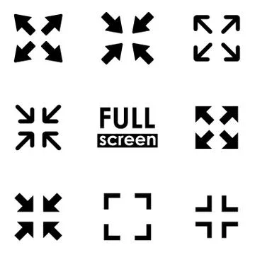 Vector black full screen icon set Stock Illustration