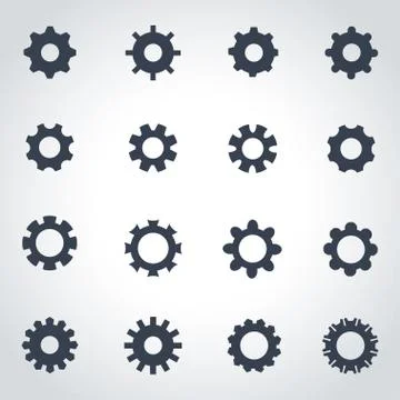 Vector black gear icon set Stock Illustration
