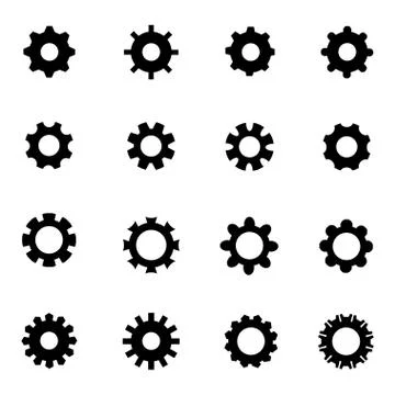Vector black gear icon set Stock Illustration