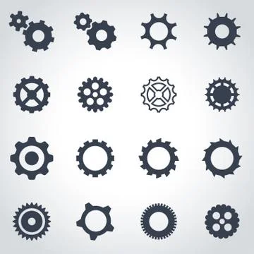 Vector black gear icon set Stock Illustration